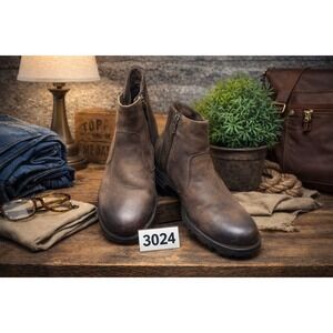 Earth Jordan Wide Stone Leather Ankle Boots Side Zip Women's 7.5D